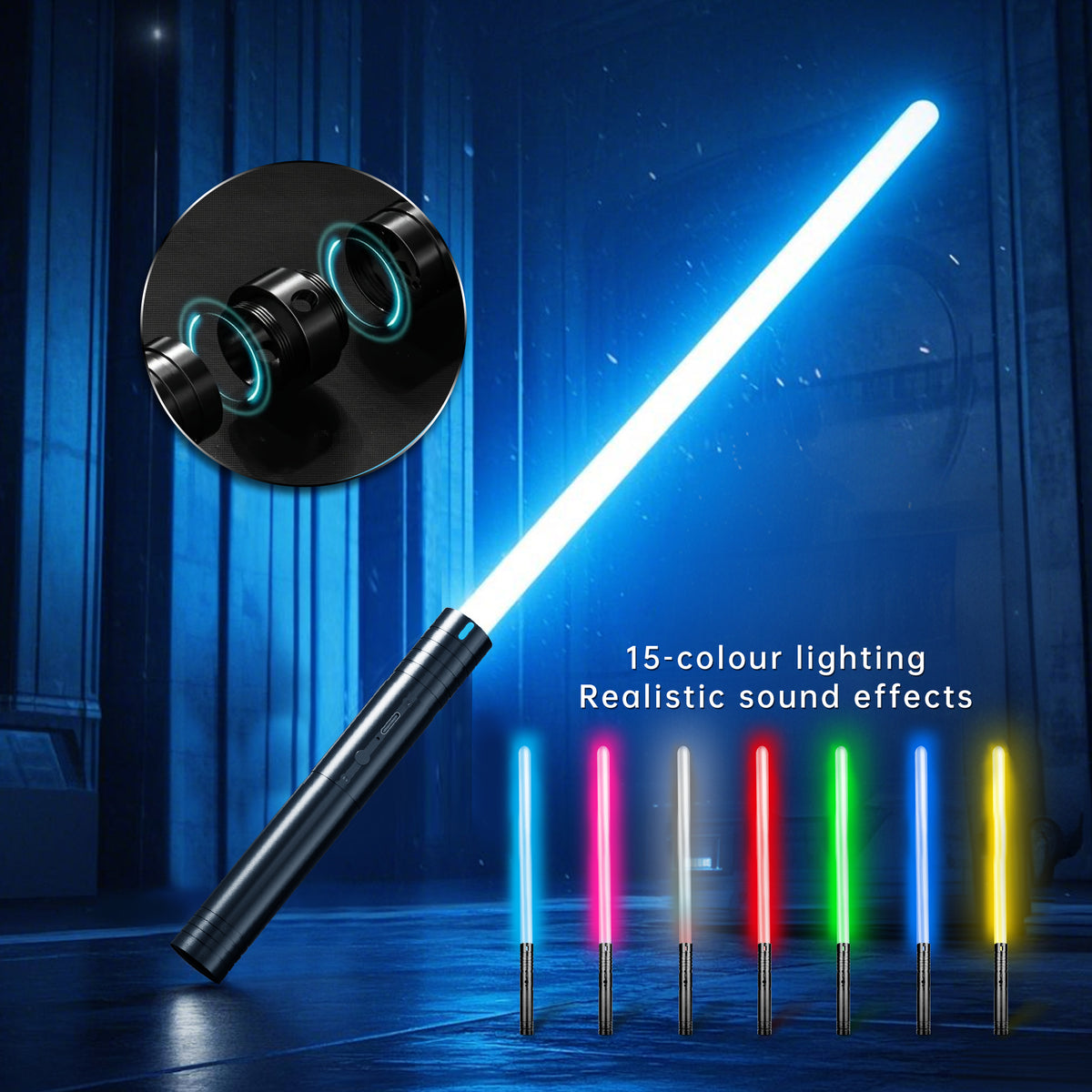Rechargeable Energy Swords - 2-Pack Duel Set, 15 RGB Colors, Motion Activated Sound Effects, Great for Kids Christmas and Adult Collectors