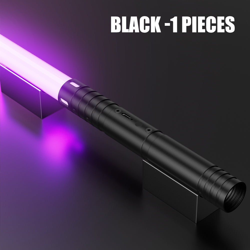 1-piece aluminum alloy handle, 15 color dynamic modes, rechargeable glowing sword, 4 cinematic sound effects