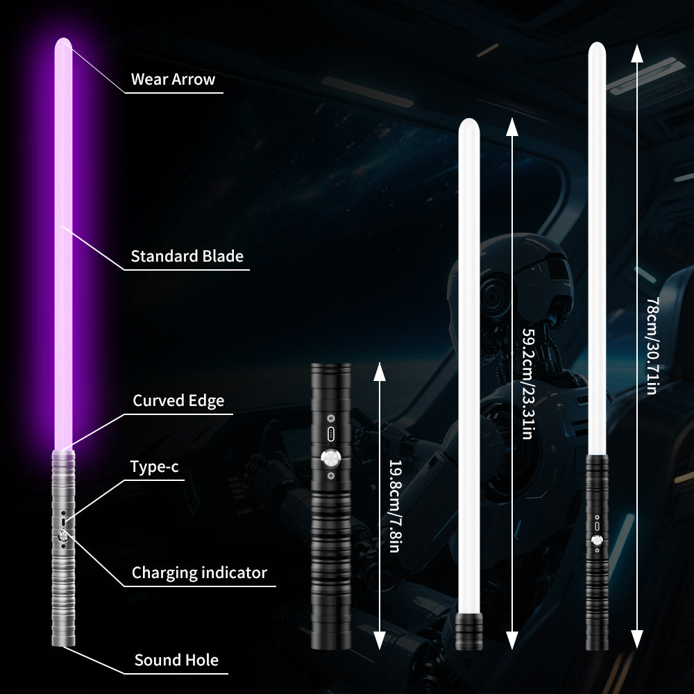 light up saber, 15 Colors and 4 Modes Light up Light Saber for Dueling, 2-in-1 RGB Detachable USB Charge