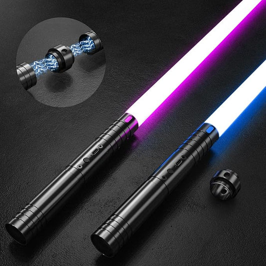 Rechargeable Energy Swords - 2-Pack Duel Set, 15 RGB Colors, Motion Activated Sound Effects, Great for Kids Christmas and Adult Collectors