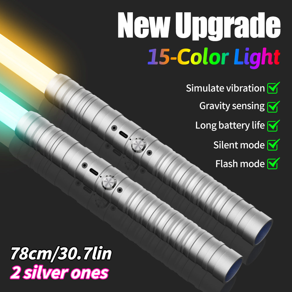 light up saber, 15 Colors and 4 Modes Light up Light Saber for Dueling, 2-in-1 RGB Detachable USB Charge