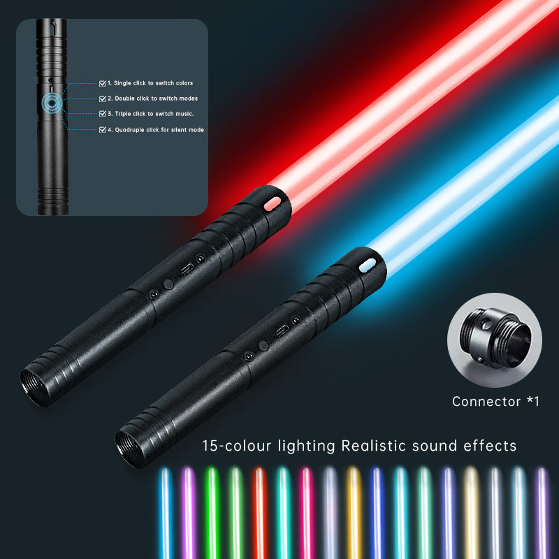 Rechargeable Energy Swords - 2-Pack Duel Set, 15 RGB Colors, Motion Activated Sound Effects, Great for Kids Christmas and Adult Collectors